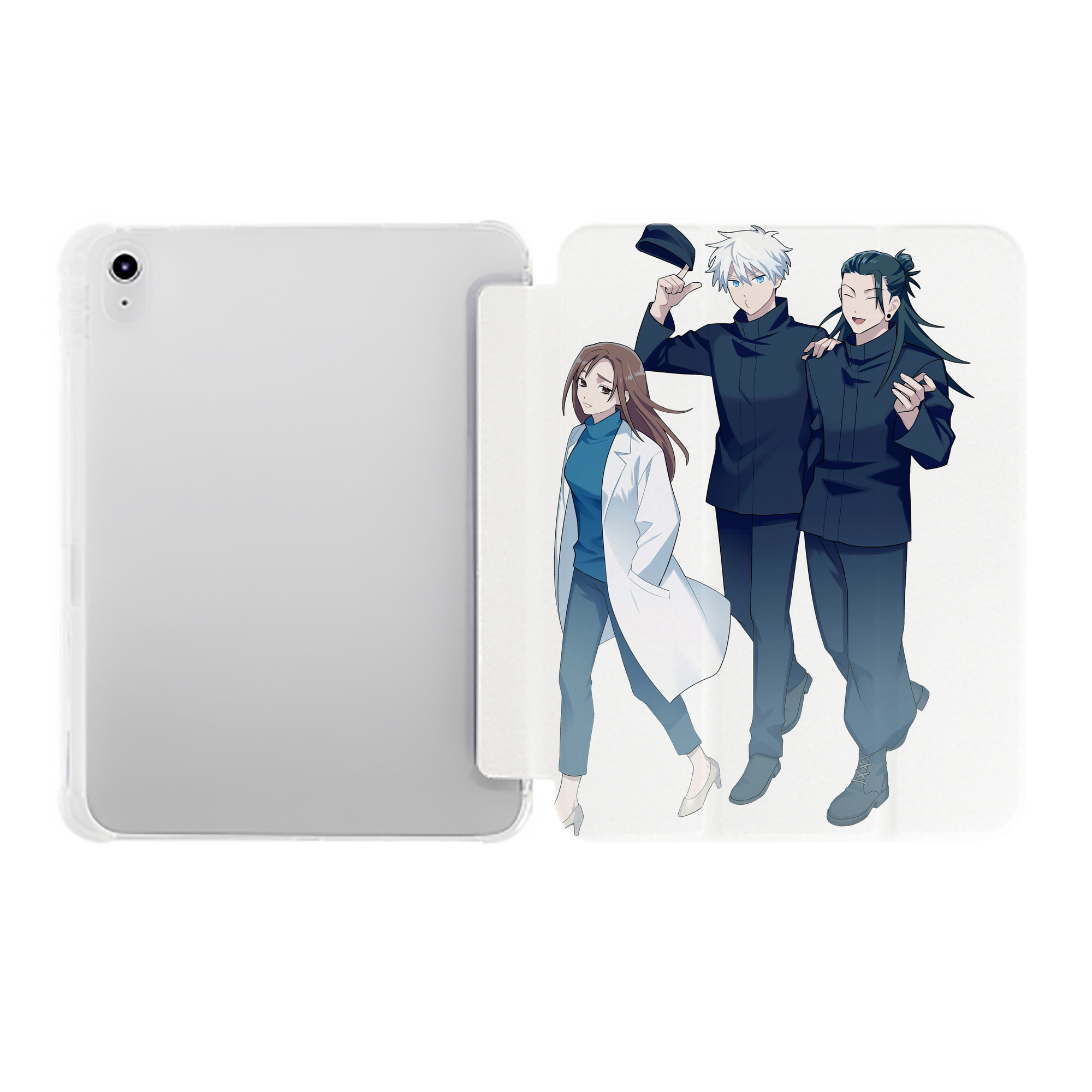 （画像用） 呪術廻戦 Jujutsu Kaisen IPad ケース ペン収納付き 三つ折りスタンド PUレザー×シリコン 対応機種9.5/10.5/10.9インチ